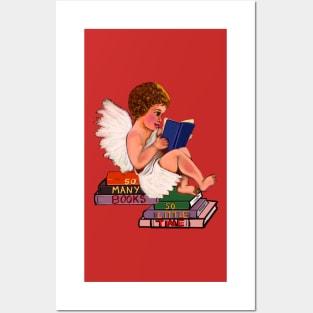 Bookworm angel - Little bookworm angel boy cherub reading a book - tranquil winter scenery Posters and Art